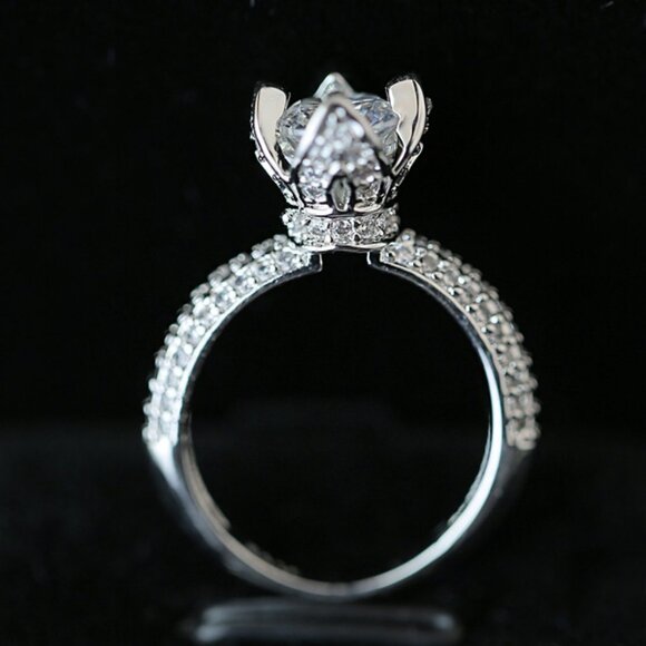 💥 Dainty Flower Diamond Macro Pave Flower Rings for Women, EVGG1485 - Picture 1 of 3